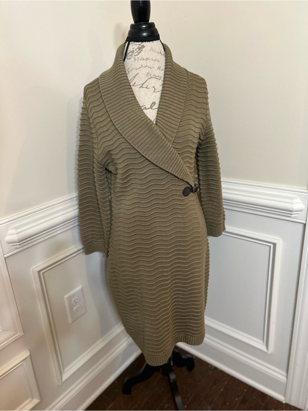 Calvin Klein Olive Textured Sweater Dress